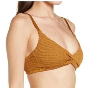 NWT Good American Women Bikini Top Bra Bronze Brown swim sz 1/S Bronse Fit Twist